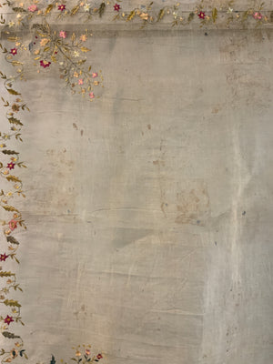 Ottoman antique embroidered silk gauze (102 x 102cm)