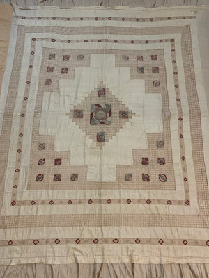 French mixed technique bed cover (239 x 193cm)