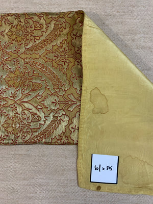 French small antique metallic brocade (61 x 25cm)