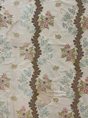 Spitalfields type silk brocade on cream (134 x 132cm) *AF