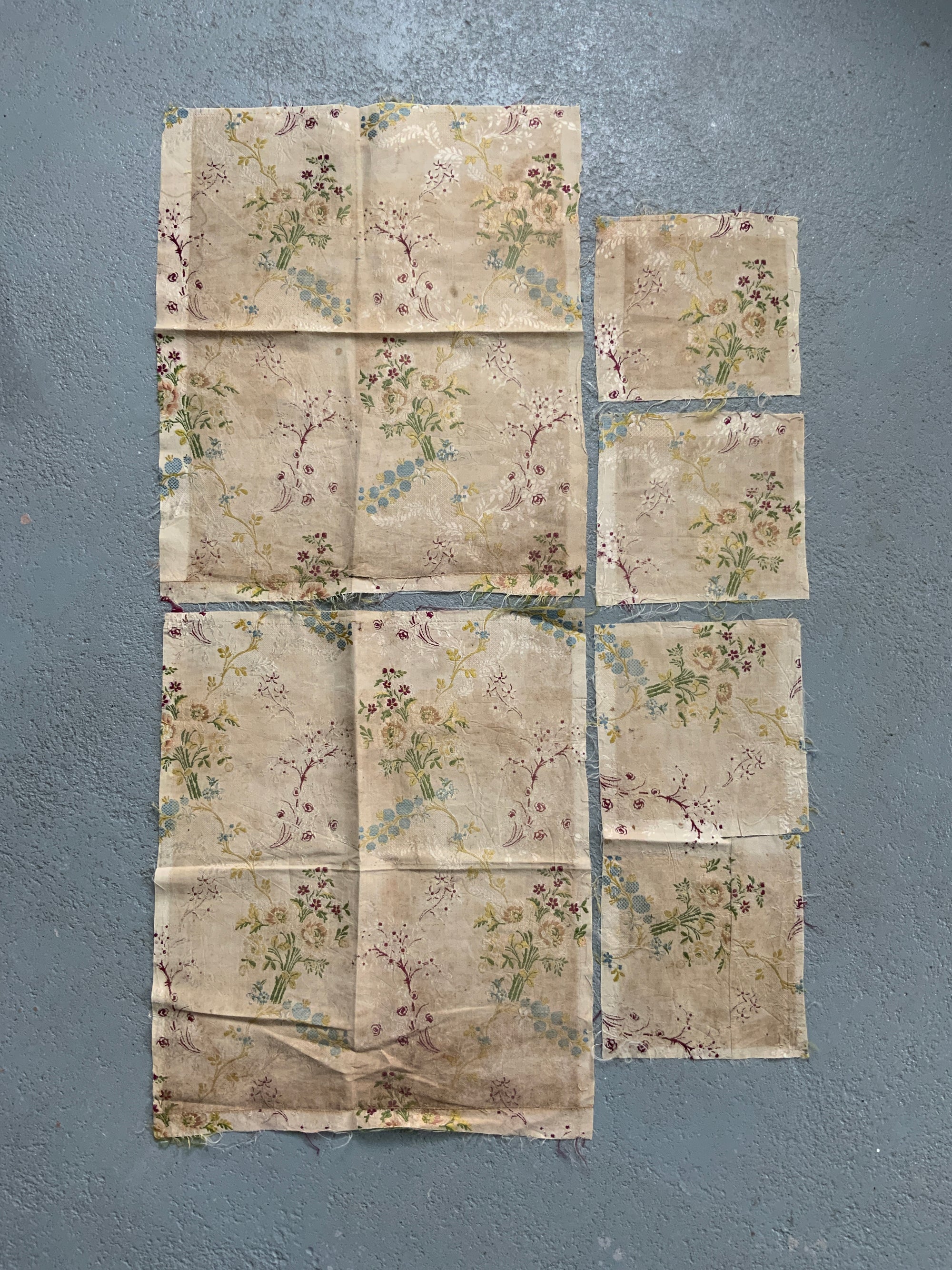 Fragments of antique Spitalfields silk brocade
