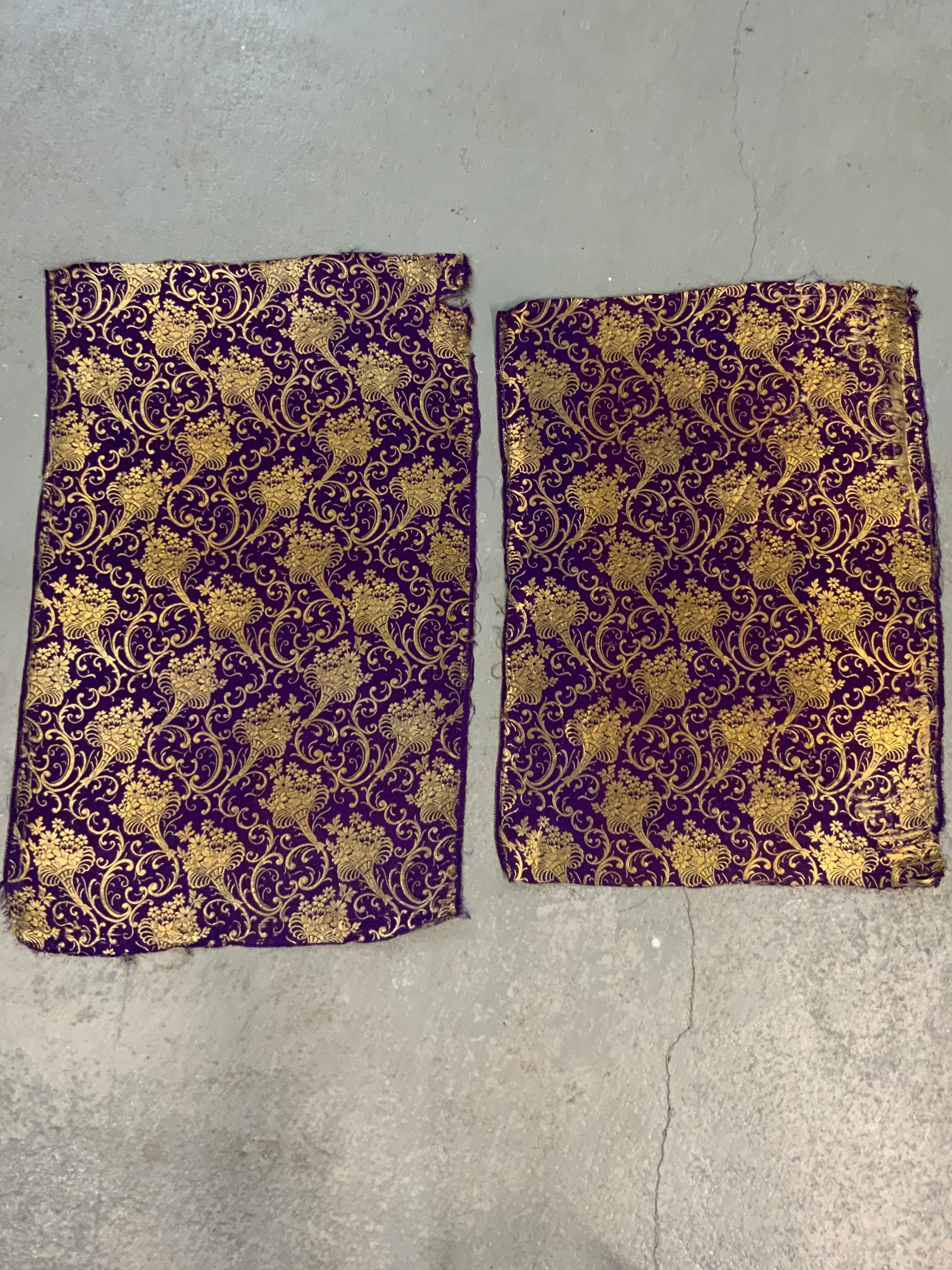 Gilt & silk brocade fragments (86 x 55cm) [2]