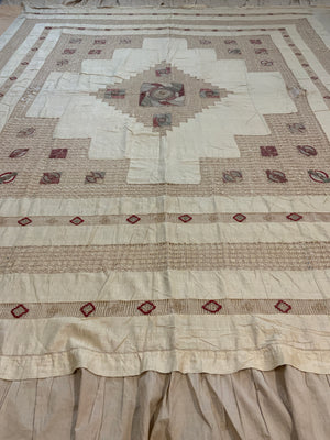 French mixed technique bed cover (239 x 193cm)