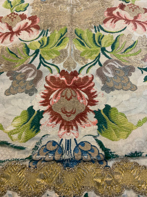 Continental antique silk brocade apron (45 x 53cm)
