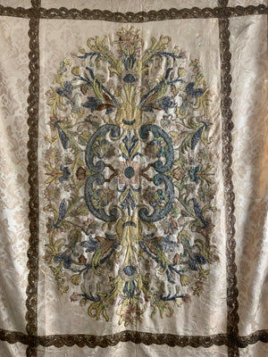Re-applied 18th C Italian silk embroidery (161 x 122cm)
