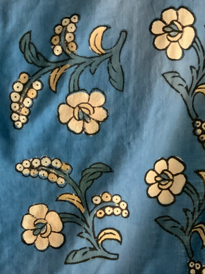 Turkish Kandili blue block printed cotton (76 x 80cm)