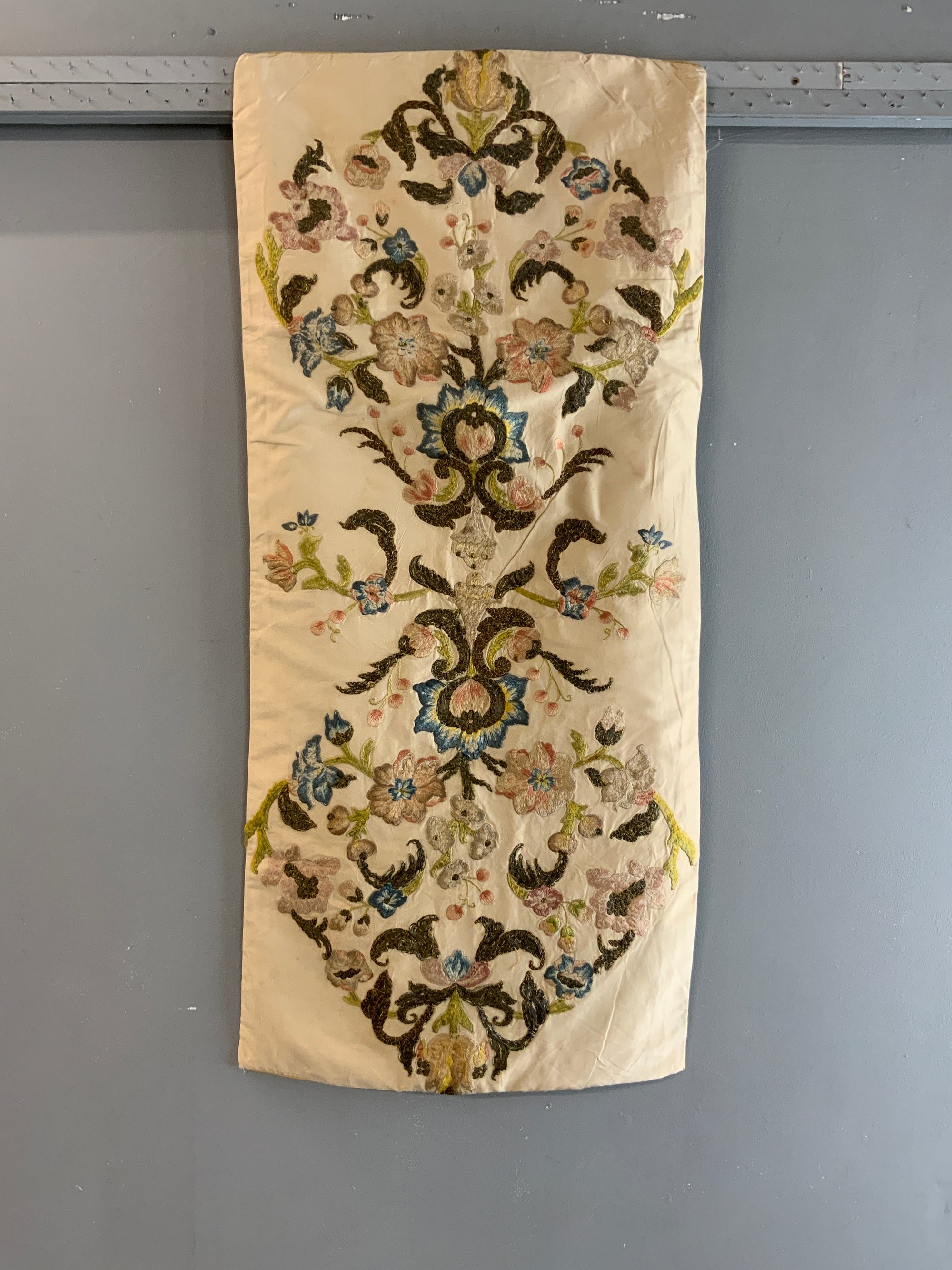 Re-applied 18th C Italian silk embroidery (100 x 47cm)