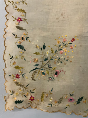 Ottoman antique embroidered silk gauze (102 x 102cm)