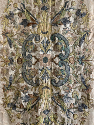 Re-applied 18th C Italian silk embroidery (161 x 122cm)