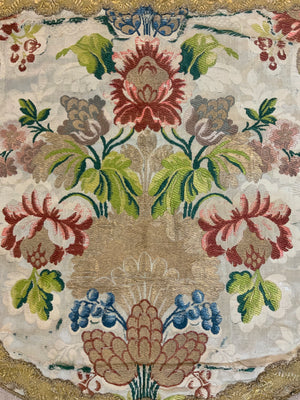 Continental antique silk brocade apron (45 x 53cm)