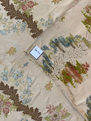 Spitalfields type silk brocade on cream (134 x 132cm) *AF