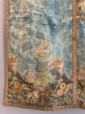 Italian antique blue silk brocade (99 x 187cm)