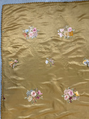 Lined antique yellow satin silk embroidery (263 x 112cm)