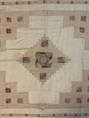 French mixed technique bed cover (239 x 193cm)