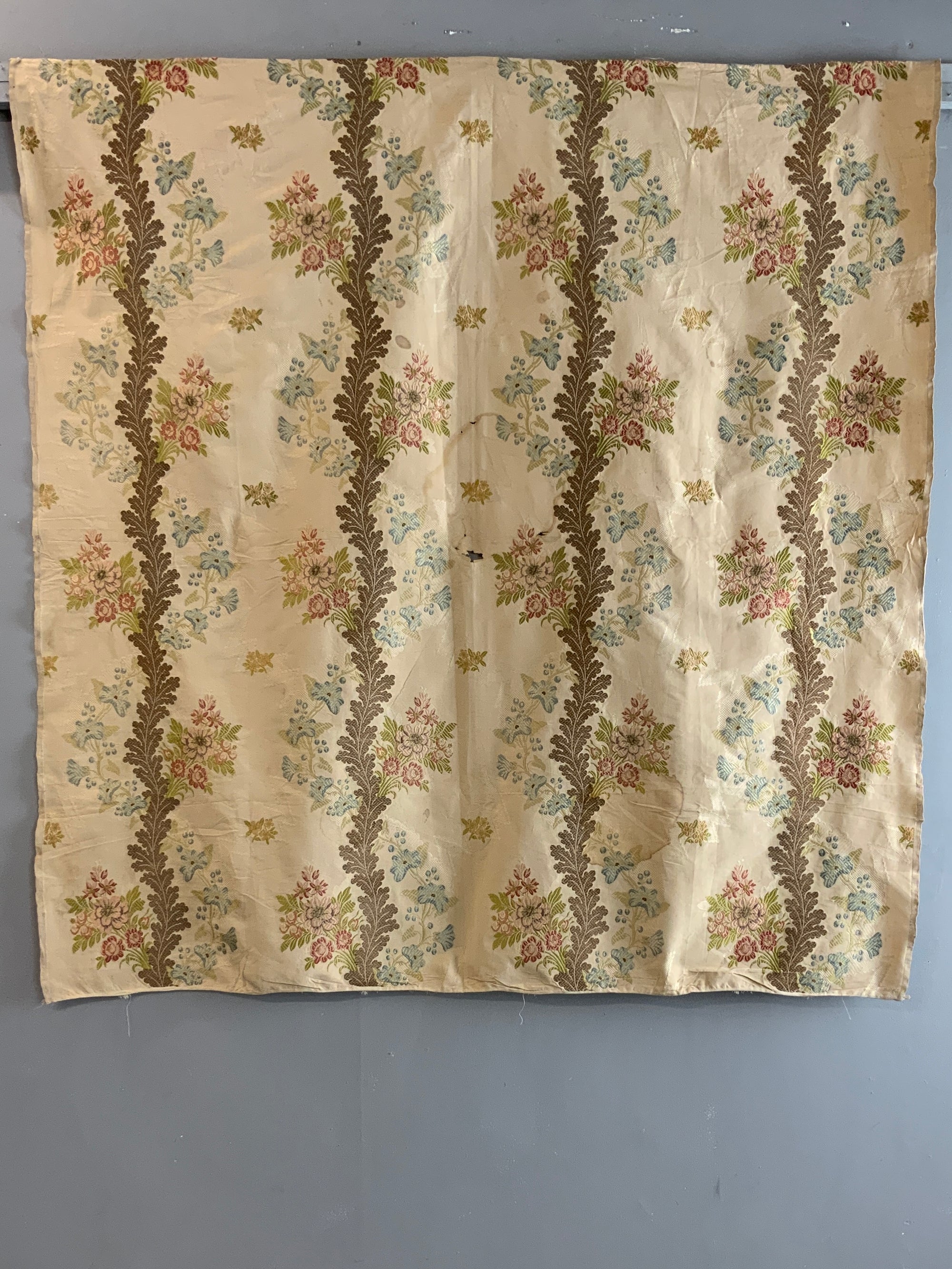 Spitalfields type silk brocade on cream (134 x 132cm) *AF
