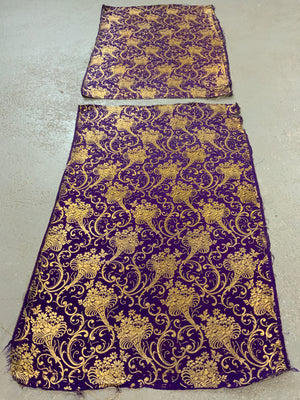 Gilt & silk brocade fragments (86 x 55cm) [2]
