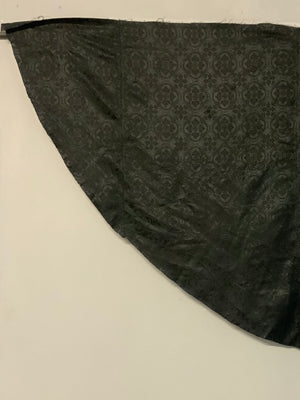 French antique black semi circular silk damask (283 x 112cm)