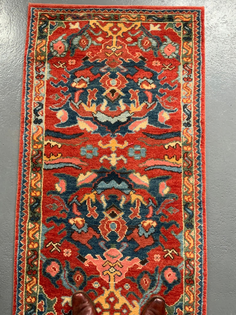 CROR Turkish Ushak Smyrna cherry red runner (387 x 91cm) *new