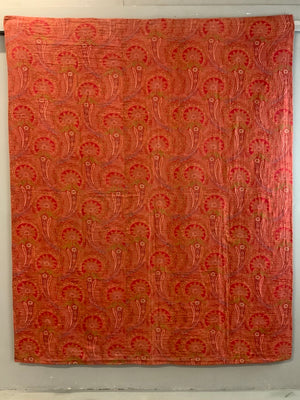 Victorian Turkey red Paisley bed coverlet (218 x 178cm)