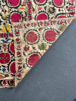 Tajikistan antique Uratubi / Khujand antique Suzani embroidery (213 x 160cm)
