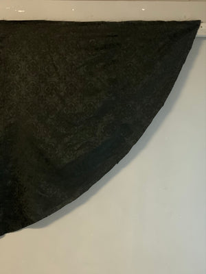French antique black semi circular silk damask (283 x 112cm)