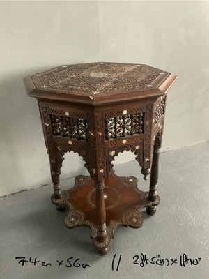 Ottoman Syrian large size hexagonal  m.o.p table ( 74(h) x 56(w)