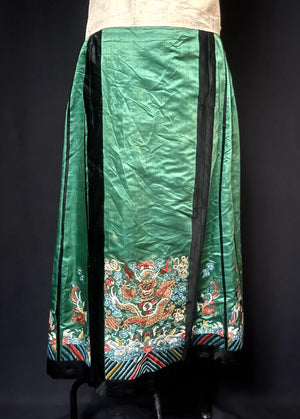 Chinese antique pleated wrap around silk skirt ( full length )