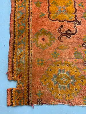 Turkish antique Oushak carpet fragment (126 x 75cm)