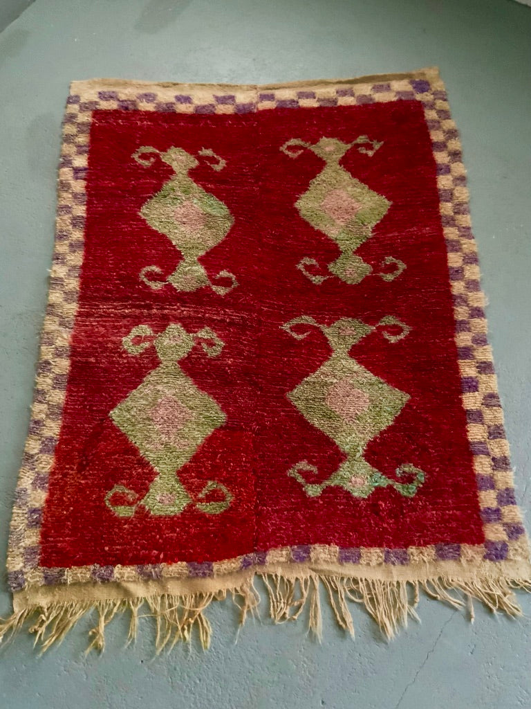 Anatolian vintage loop pile rug (143 x 110cm)