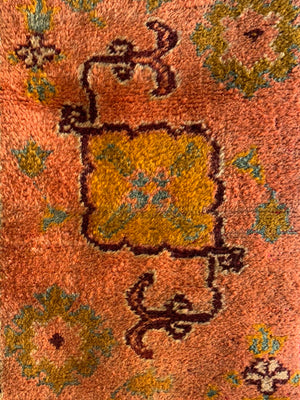 Turkish antique Oushak carpet fragment (126 x 75cm)