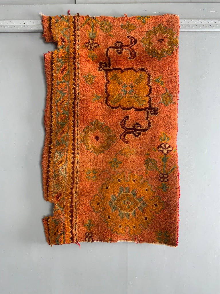 Turkish antique Oushak carpet fragment (126 x 75cm)