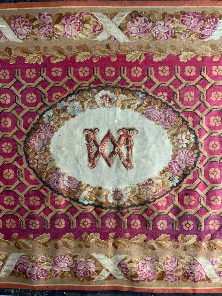 French antique Aubusson tapestry carpet (260 x 160cm)