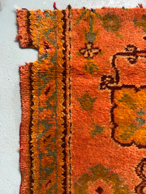 Turkish antique Oushak carpet fragment (126 x 75cm)