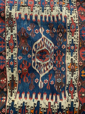 Turkish Aydin antique small kilm rug (138 x 103cm)