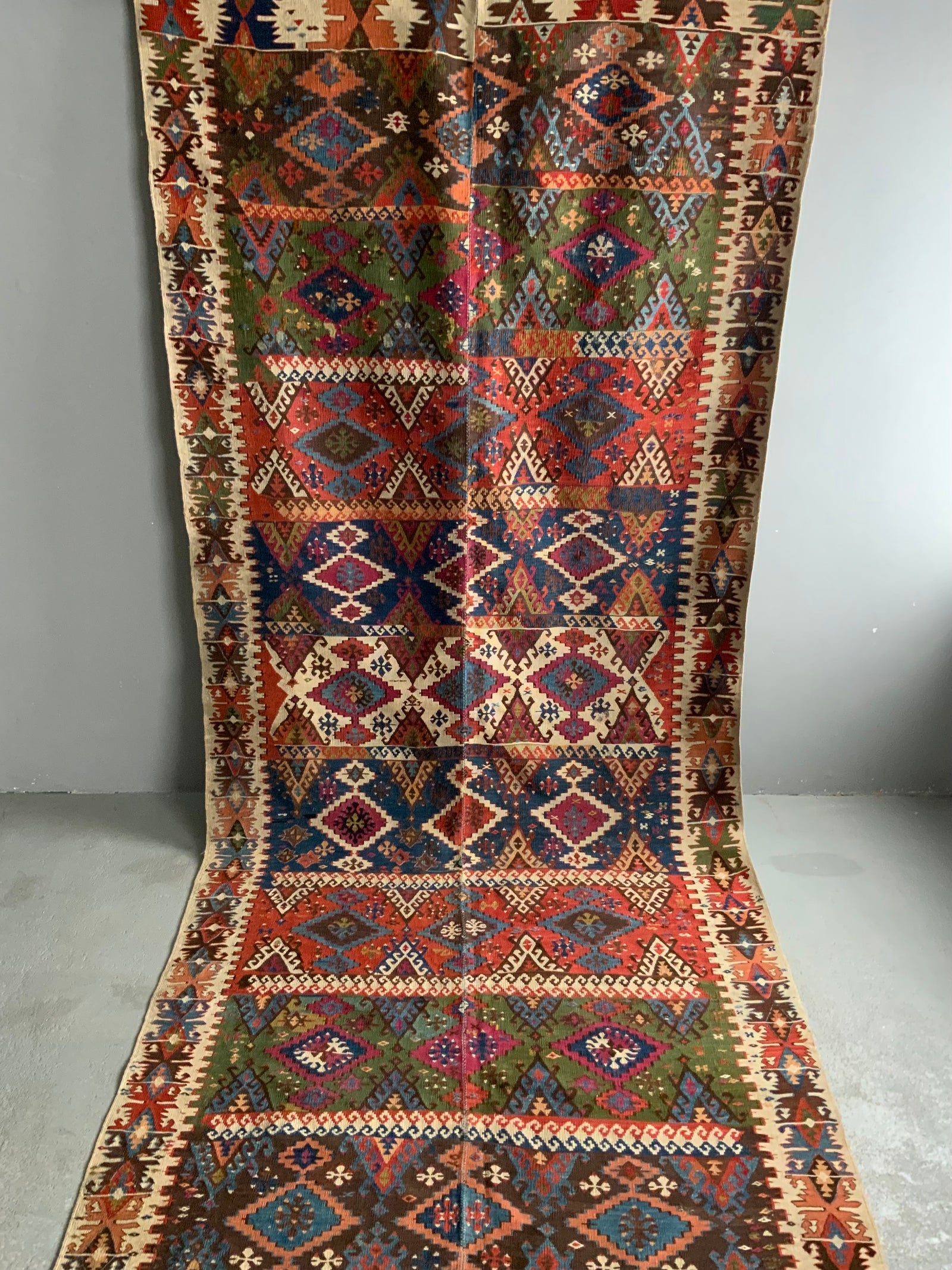 Turkish antique Anatolian kilim (405 x 165cm)