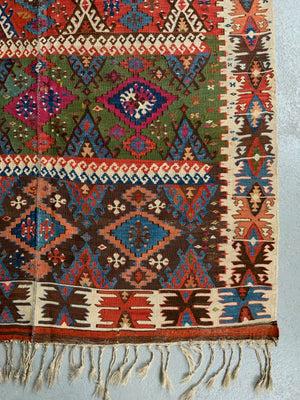 Turkish antique Anatolian kilim (405 x 165cm)