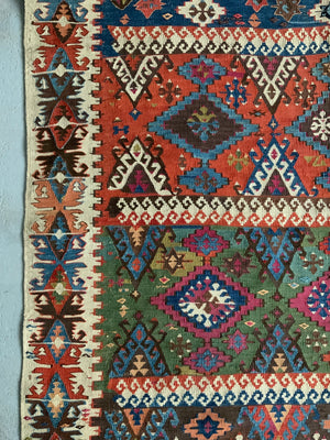 Turkish antique Anatolian kilim (405 x 165cm)