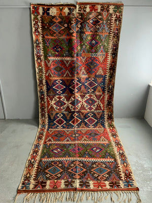 Turkish antique Anatolian kilim (405 x 165cm)