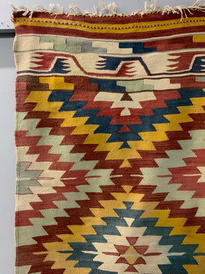 Turkish vintage Monastir/Helvaci kilim (208 x 137cm)