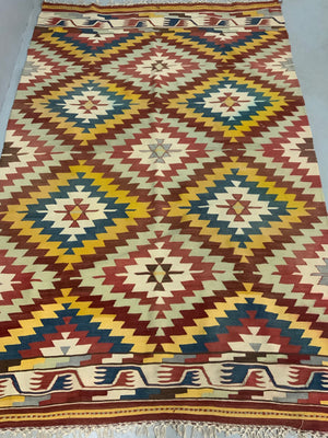 Turkish vintage Monastir/Helvaci kilim (208 x 137cm)