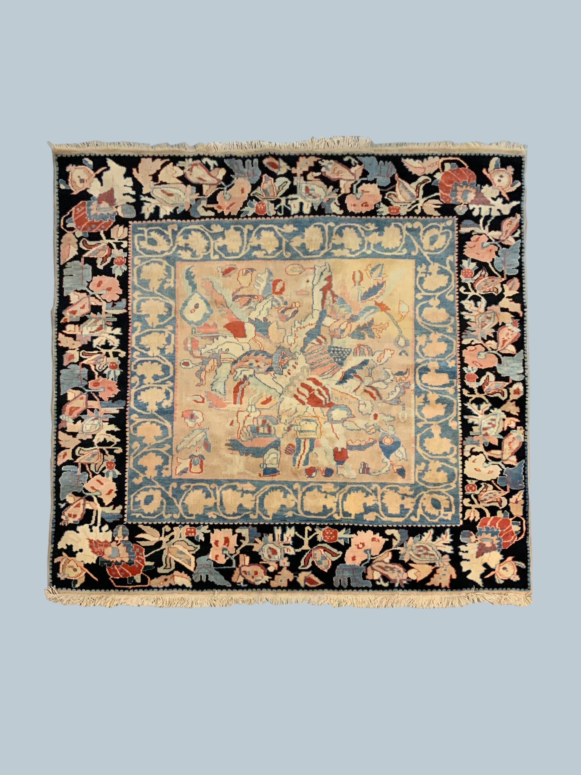 Turkish small carpet of square proportion (201 x 217cm)