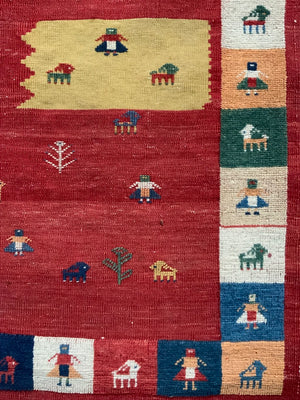 Fars part pile rug with figures (152 x 106cm)