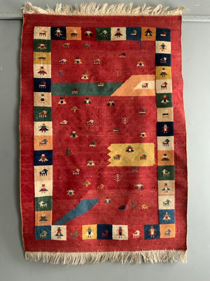 Fars part pile rug with figures (152 x 106cm)