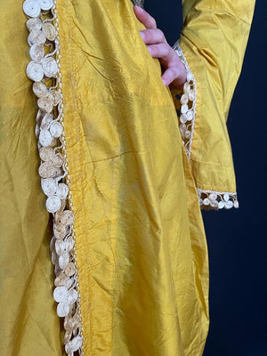 Turkish Ottoman antique long yellow silk ladies robe