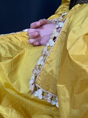 Turkish Ottoman antique long yellow silk ladies robe