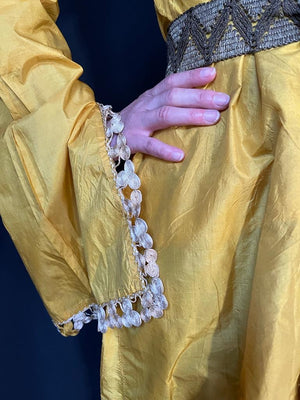 Turkish Ottoman antique long yellow silk ladies robe