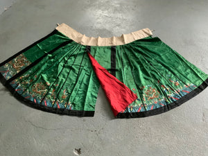 Chinese antique pleated wrap around silk skirt ( full length )
