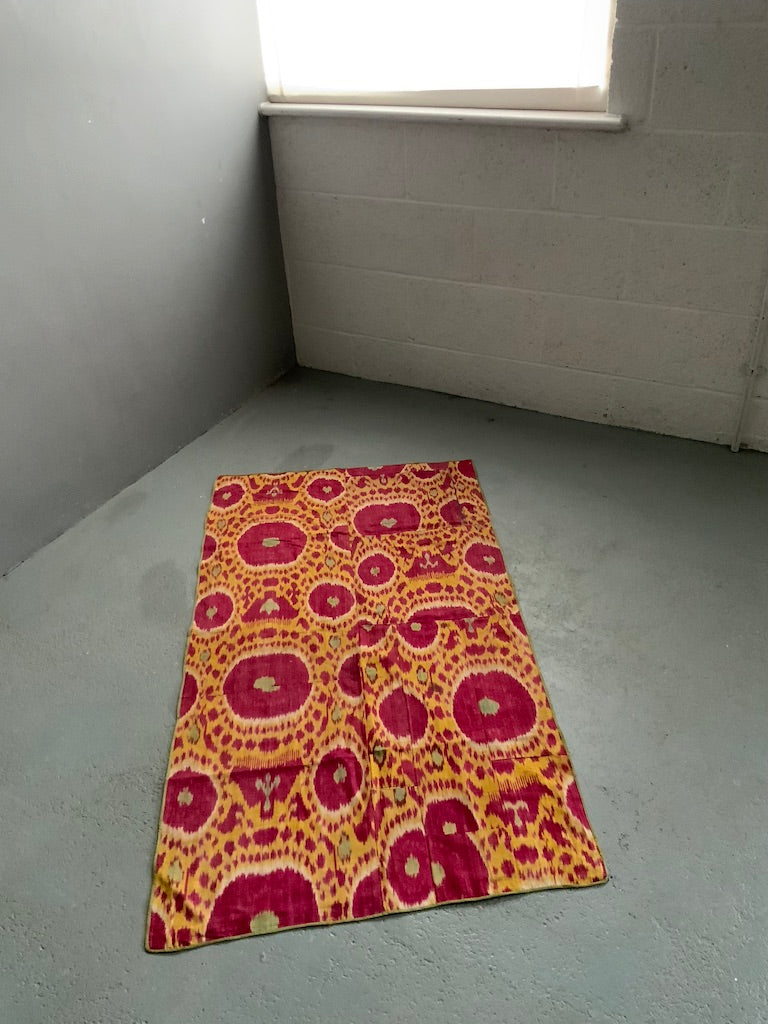 Uzbek silk antique ikat Adras panel (136 x 75cm)