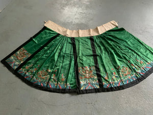 Chinese antique pleated wrap around silk skirt ( full length )