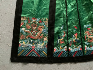 Chinese antique pleated wrap around silk skirt ( full length )